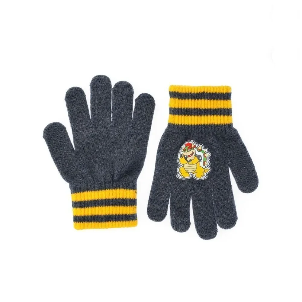Boys Super Mario Bowser Beanie Hat and Gloves 2-Piece Set